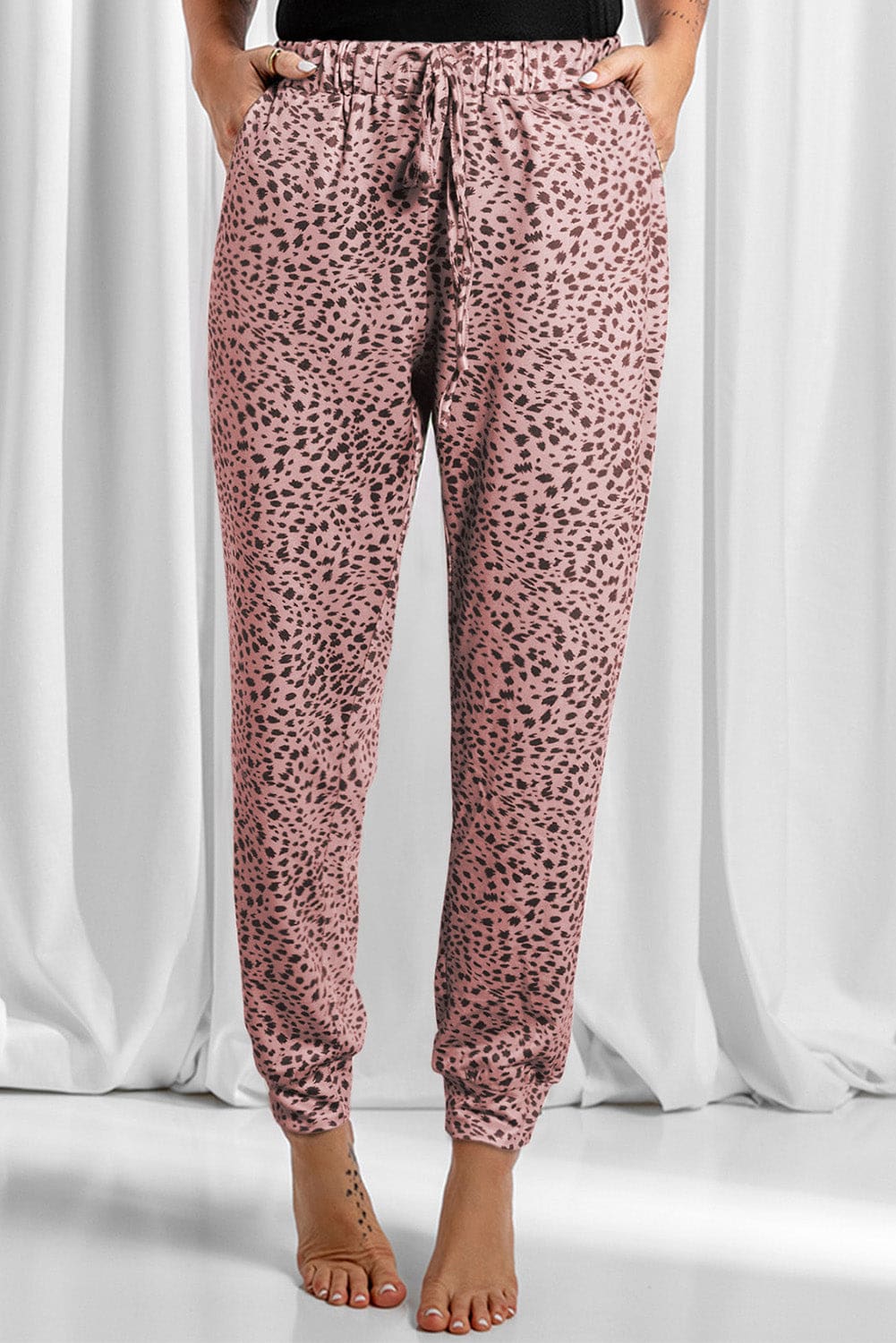 Leopard Drawstring Pocketed Pants in 4 Colors - S to 3X