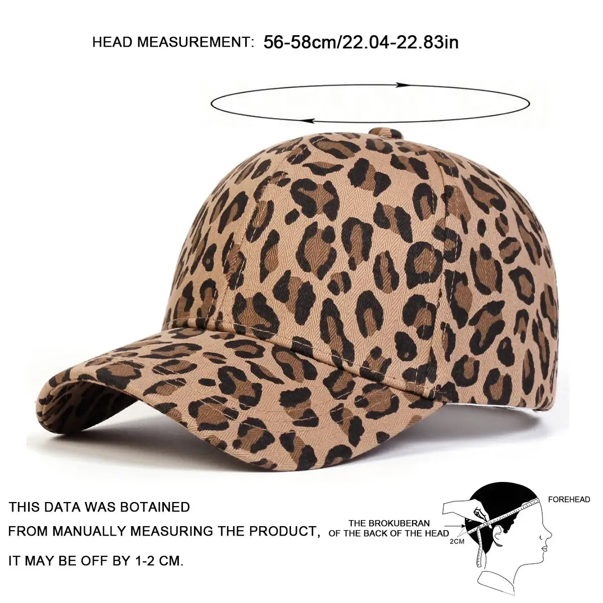 1piece Unisex Leopard Print Baseball Cap Outdoor Adjustable Sunscreen Leisure Hat Spring Autumn Travel Tourism Beach