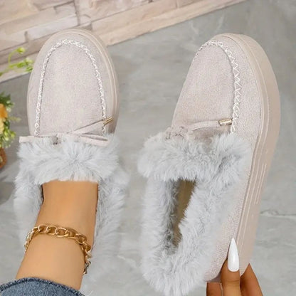 Leopard Print Faux Fur Flat Slippers