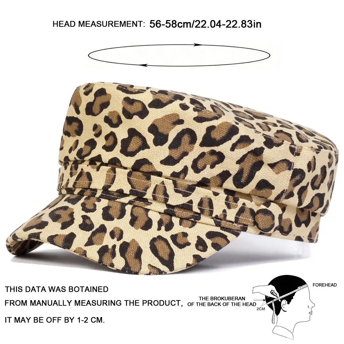 Leopard Print Navy Military Style Cap