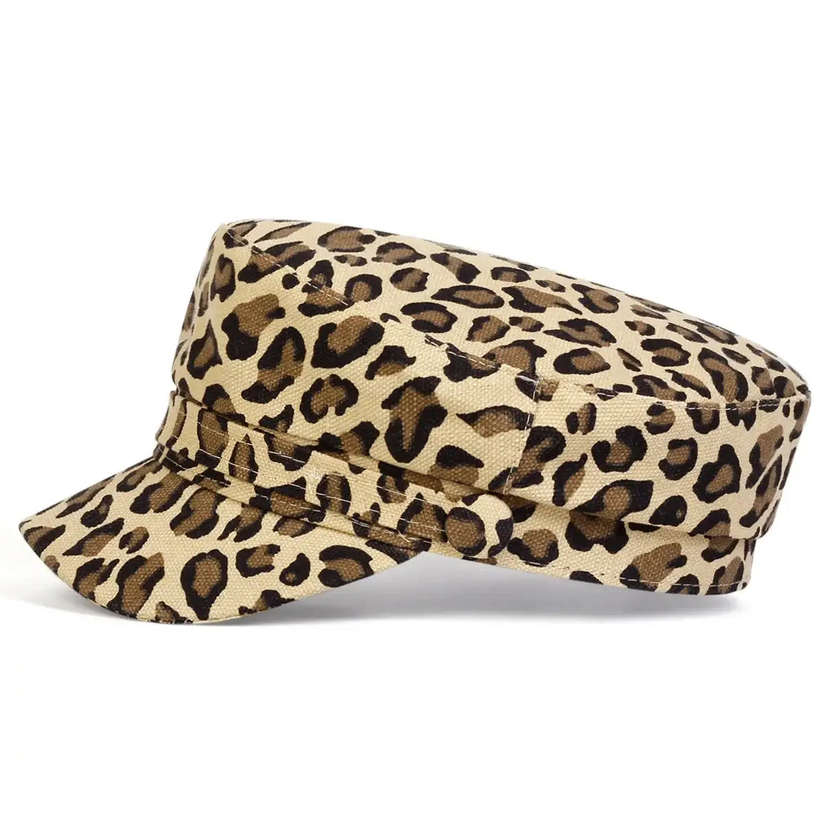 Leopard Print Navy Military Style Cap