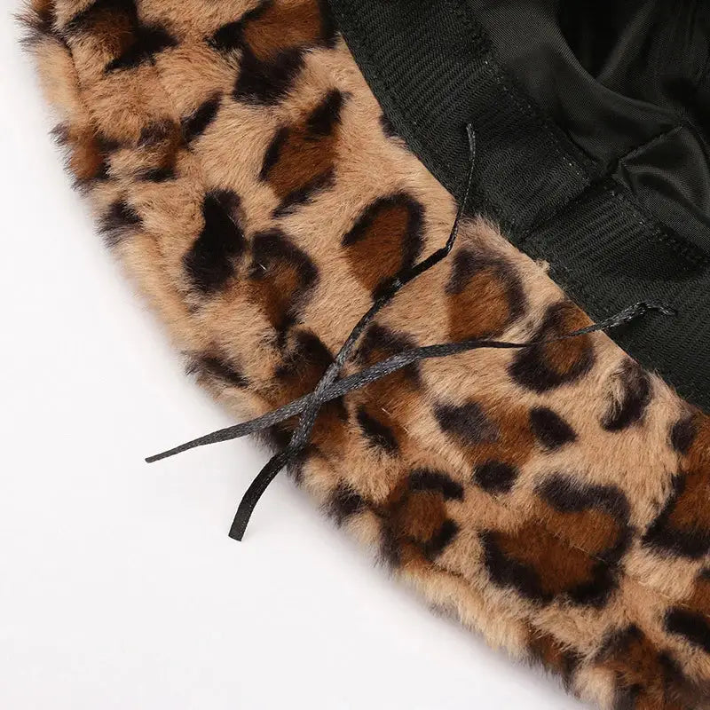 Leopard Print Plush Bucket Hat