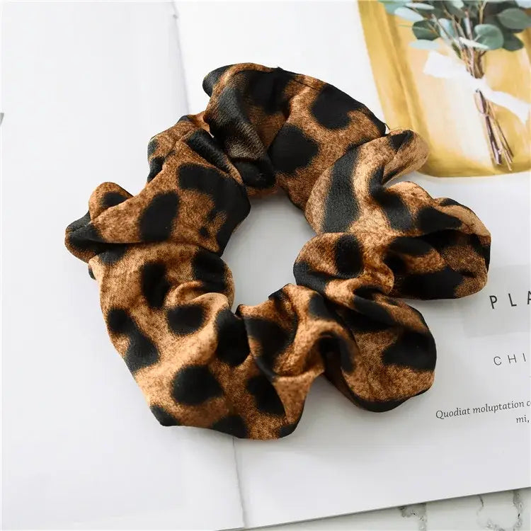 Leopard Print Scrunchie Ponytail Holders