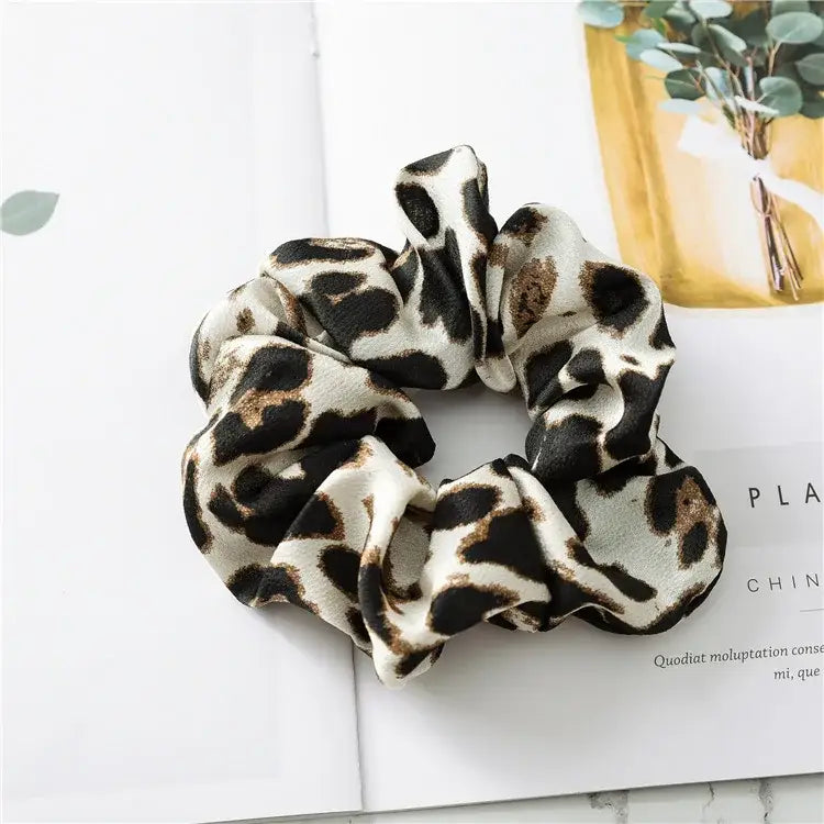 Leopard Print Scrunchie Ponytail Holders