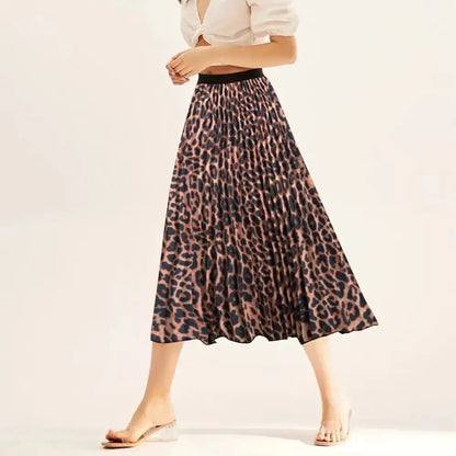 Leopard Print Slim Midi Skirt