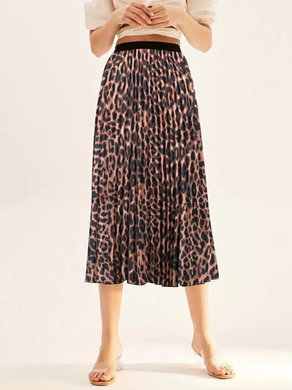 Leopard Print Slim Midi Skirt