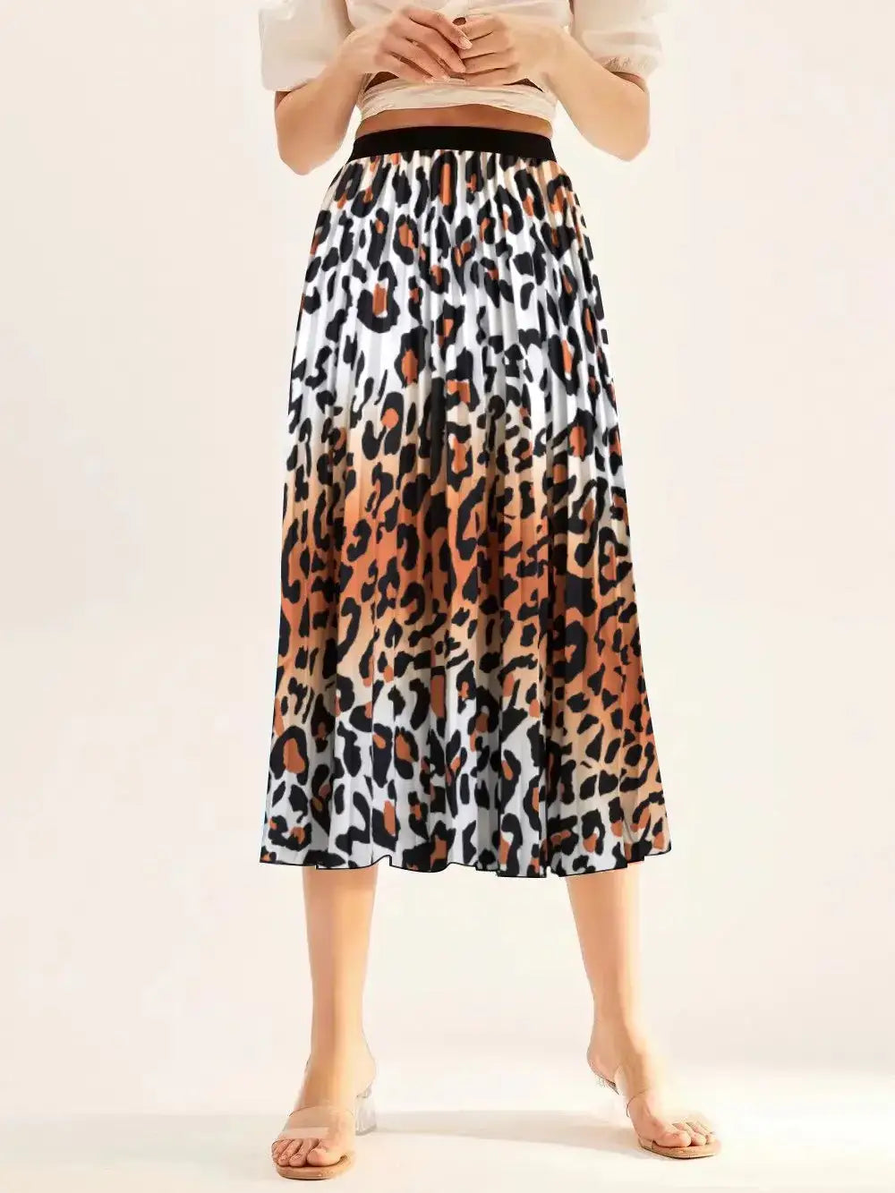 Leopard Print Slim Midi Skirt