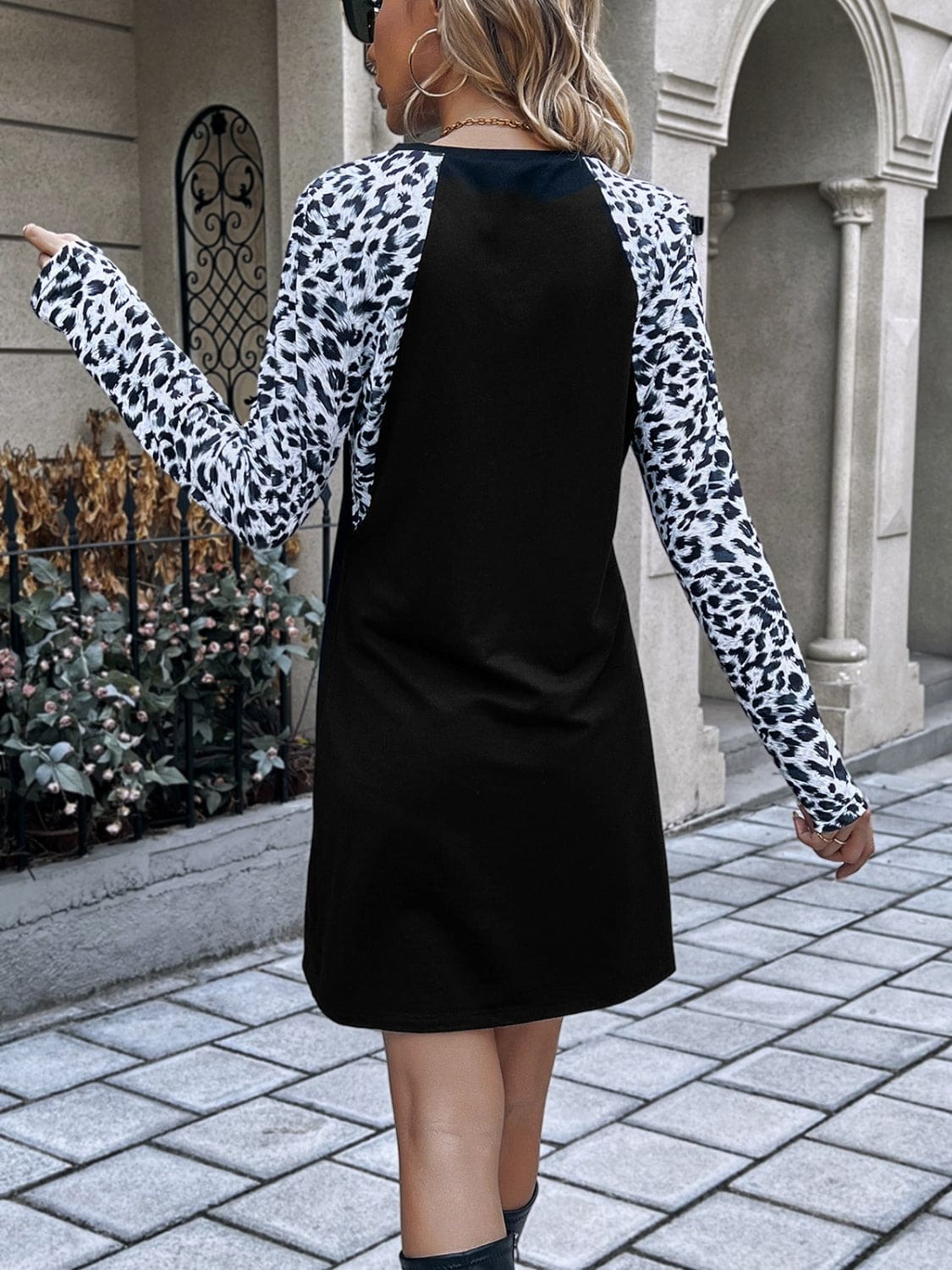 Leopard Sleeves Green or Black Dress