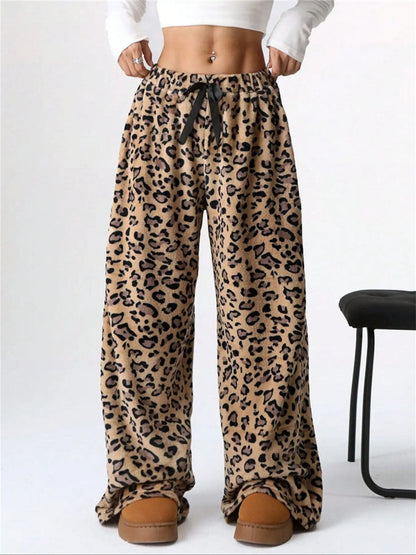 Leopard Wide Leg Plush Pants