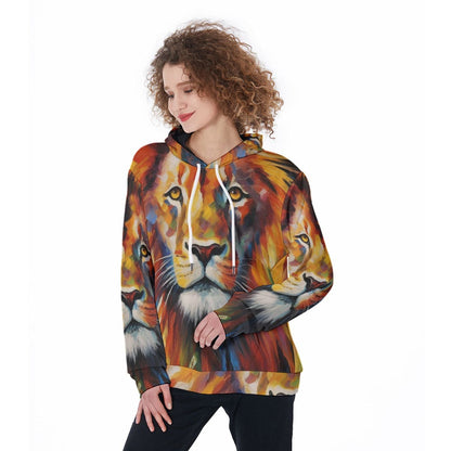 Lion Graphic Artistic Heavy Fleece Hoodie