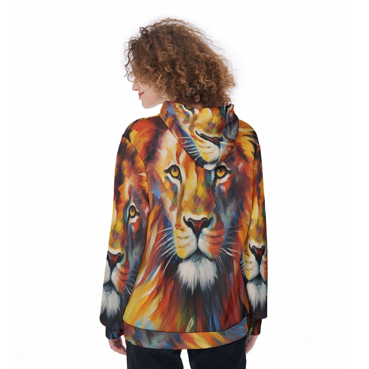 Lion Graphic Artistic Heavy Fleece Hoodie