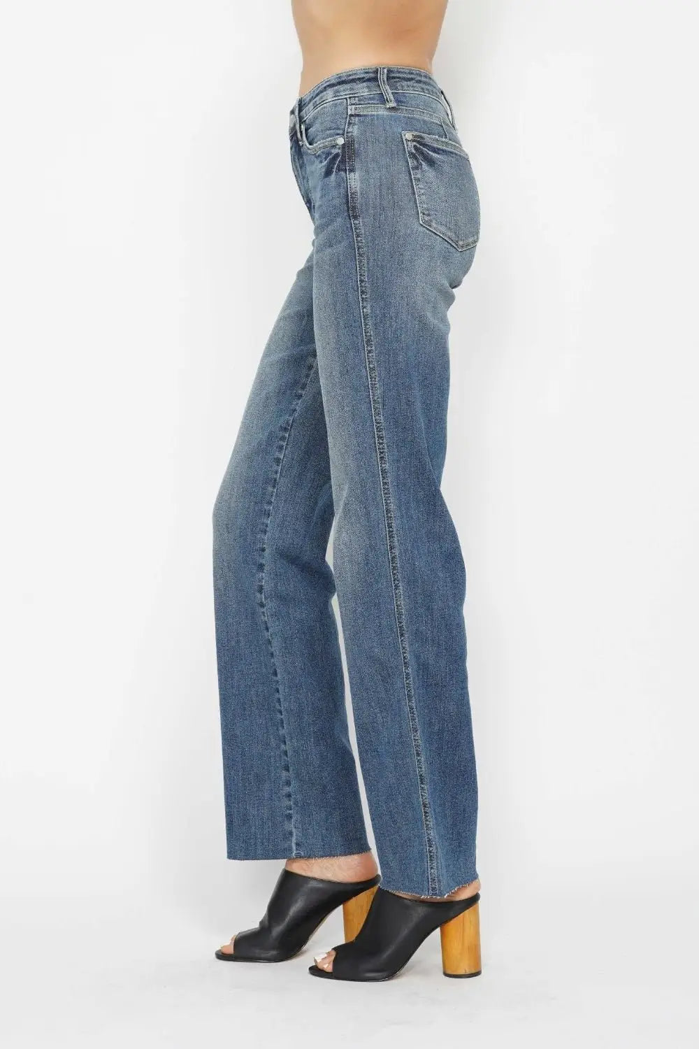 Med Blue Tummy Control Straight Jeans - Straight Jeans