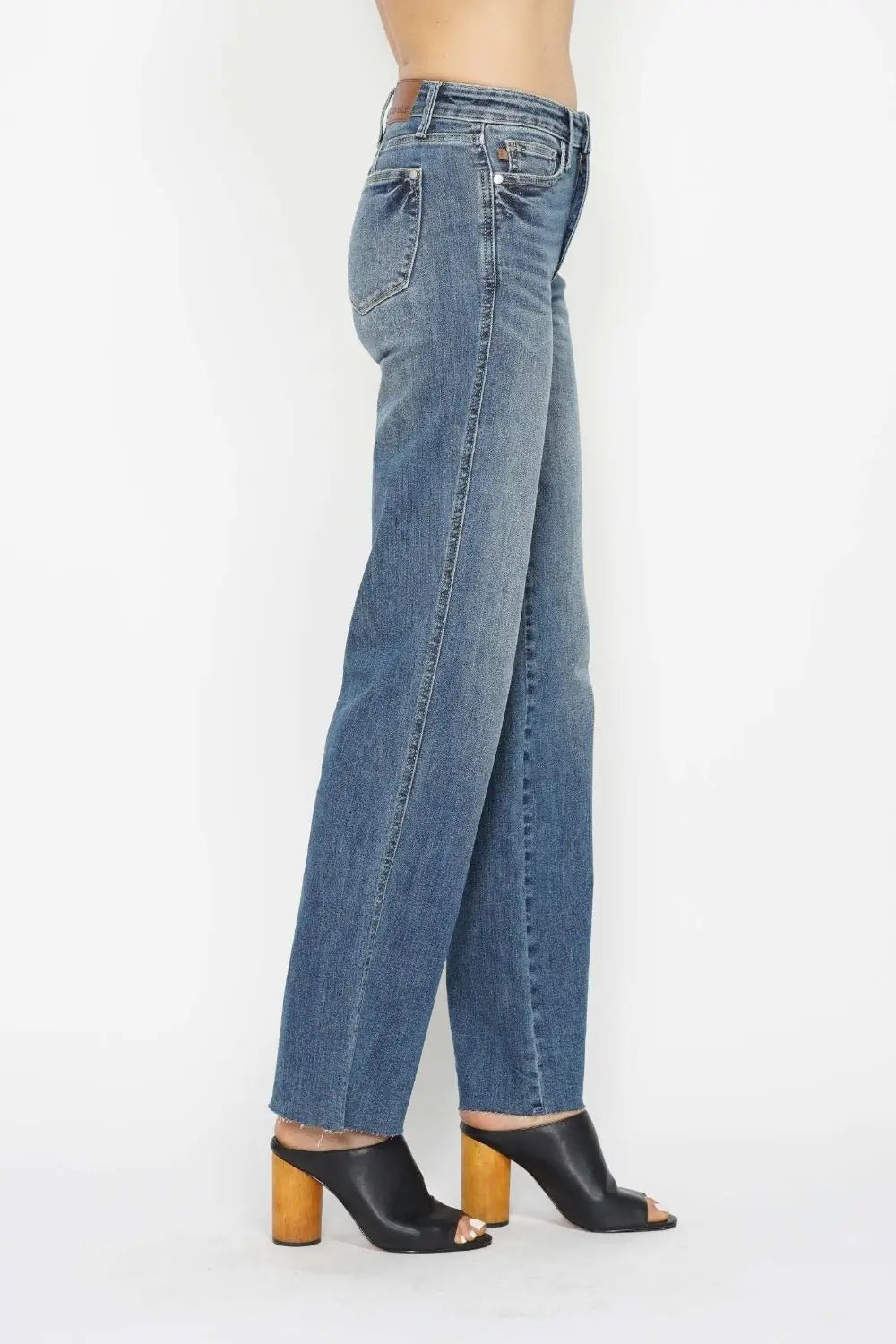 Med Blue Tummy Control Straight Jeans - Straight Jeans