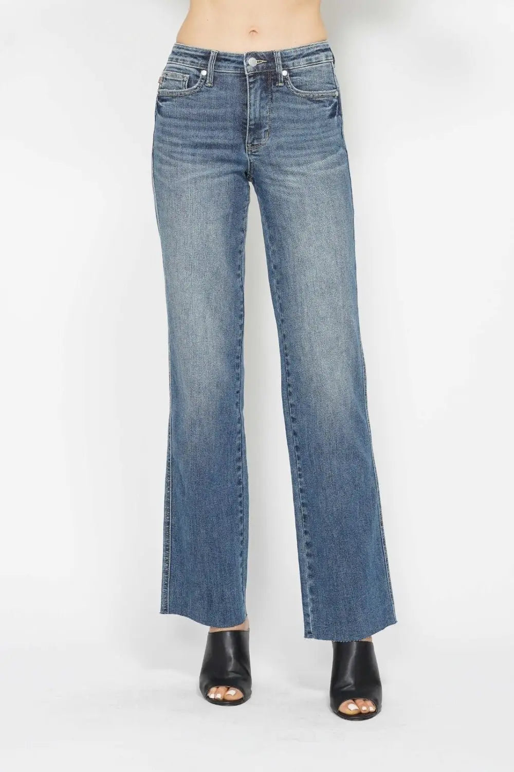 Med Blue Tummy Control Straight Jeans - Straight Jeans