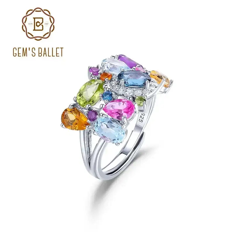 Multicolor Sterling Silver Adjustable Ring 925 Sterling Silver / MIX / United States|resizable Rings