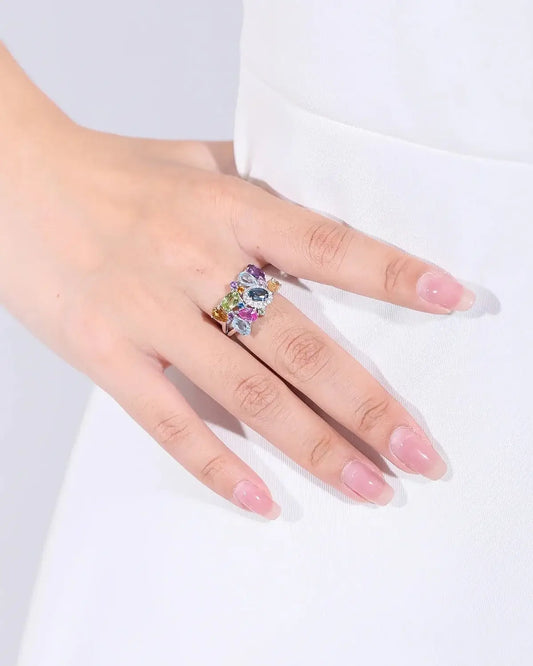 Multicolor Sterling Silver Adjustable Ring 925 Sterling Silver / MIX / United States|resizable Rings
