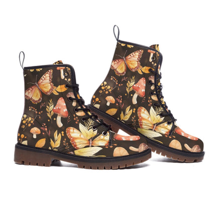 Mushroom and Butterflies Print Short Boots