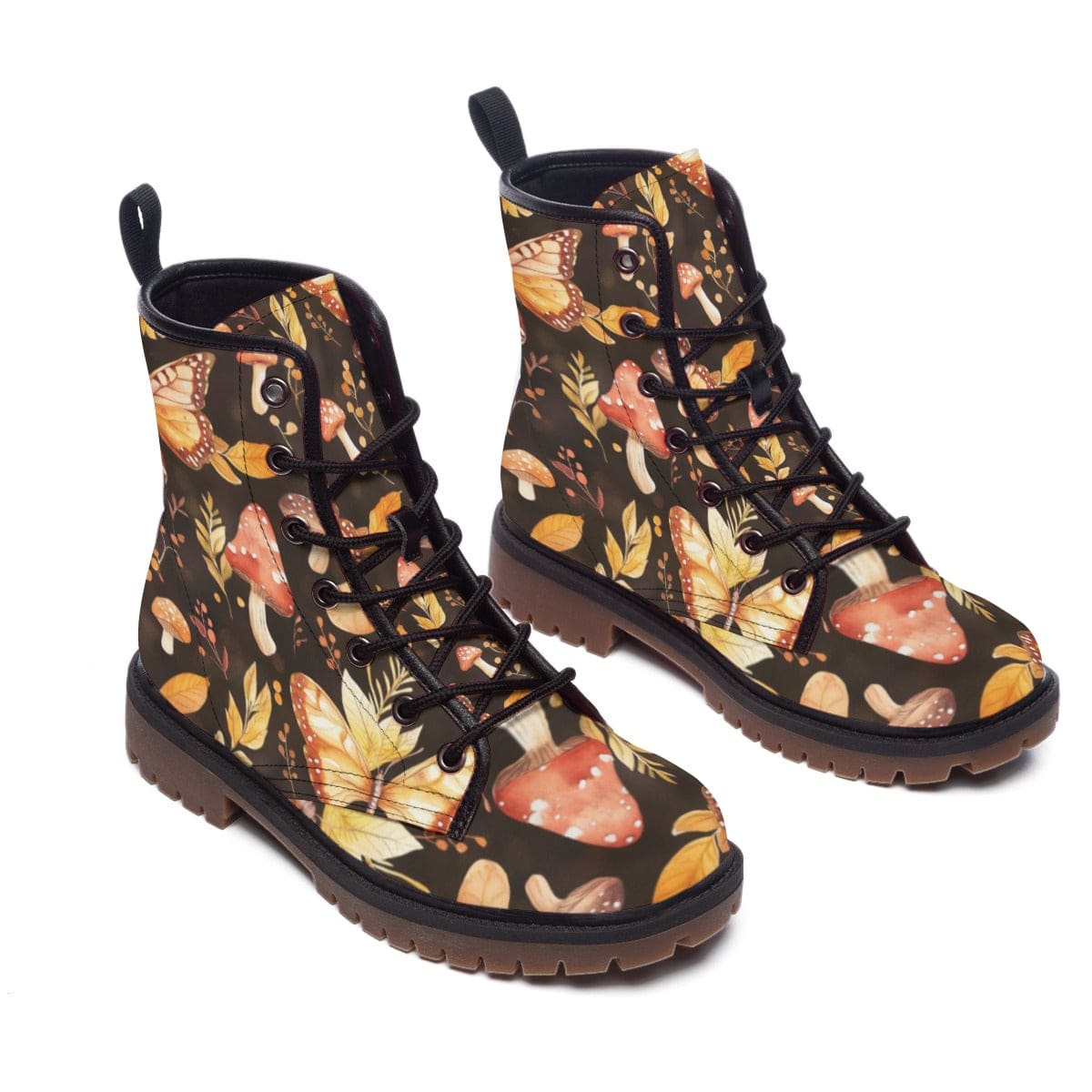 Mushroom and Butterflies Print Short Boots