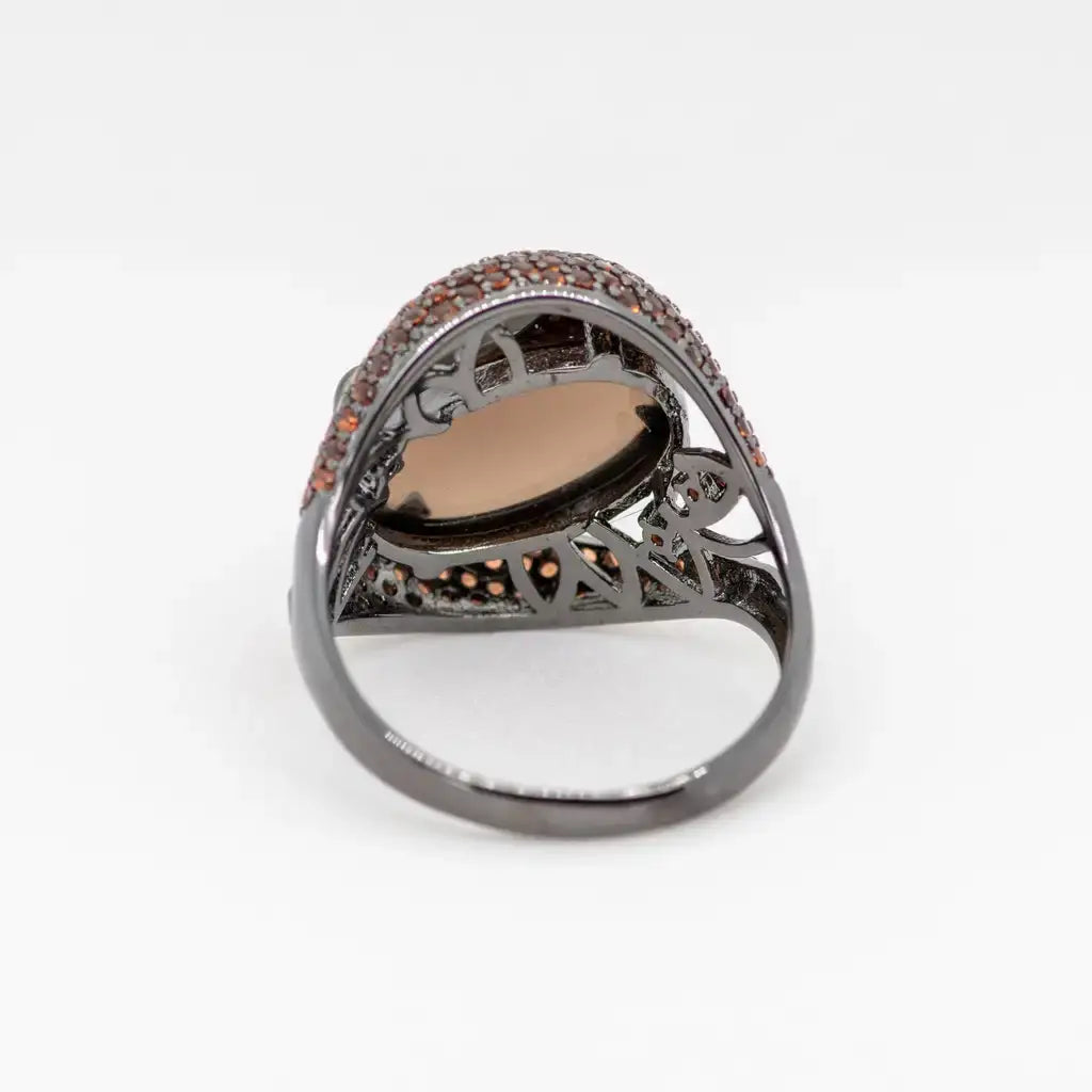 Natural Smoky Quartz Gemstone Cocktail Ring