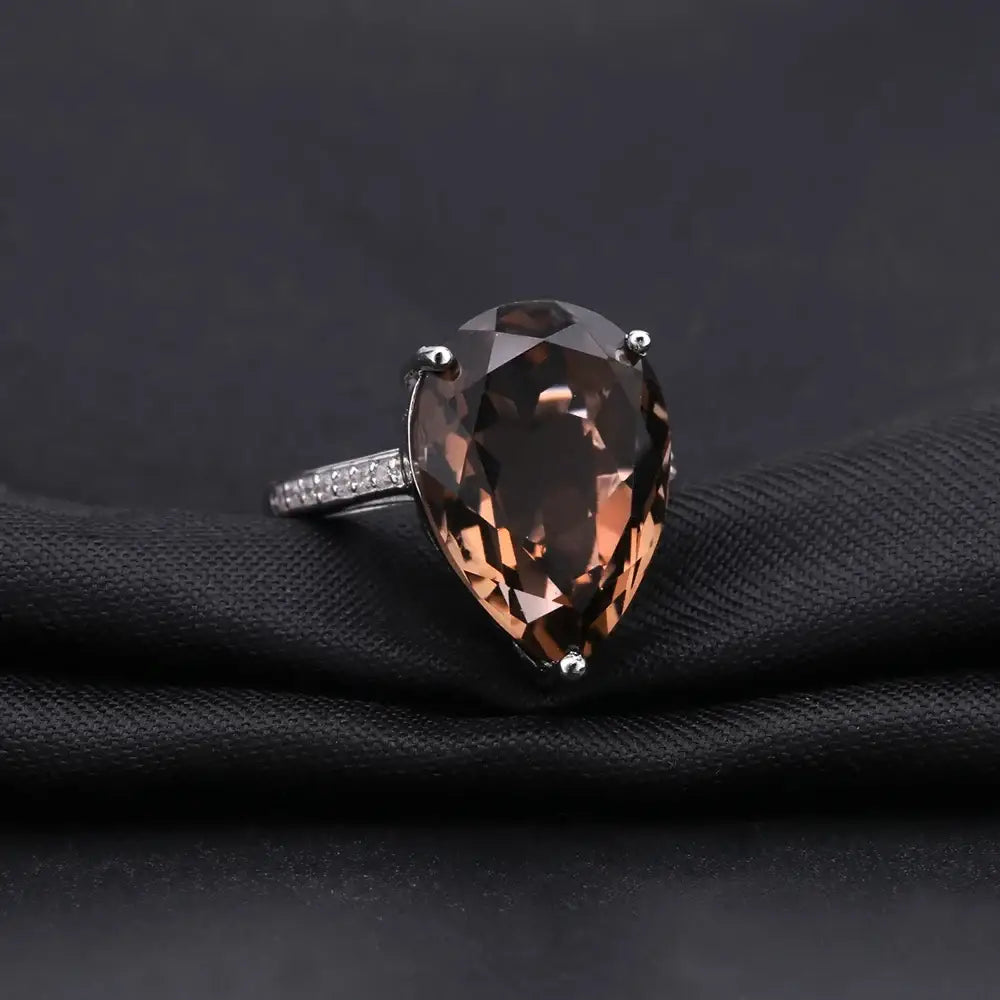 Natural Smoky Quartz Gemstone Cocktail Ring Rings