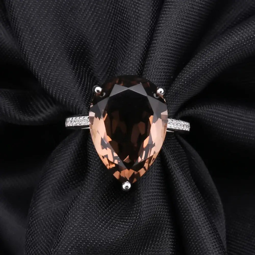 Natural Smoky Quartz Gemstone Cocktail Ring Rings