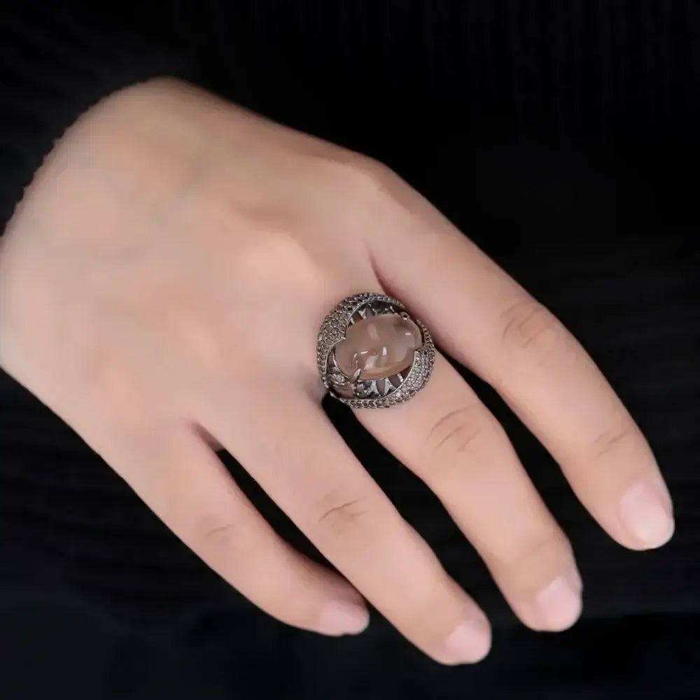 Natural Smoky Quartz Gemstone Cocktail Ring