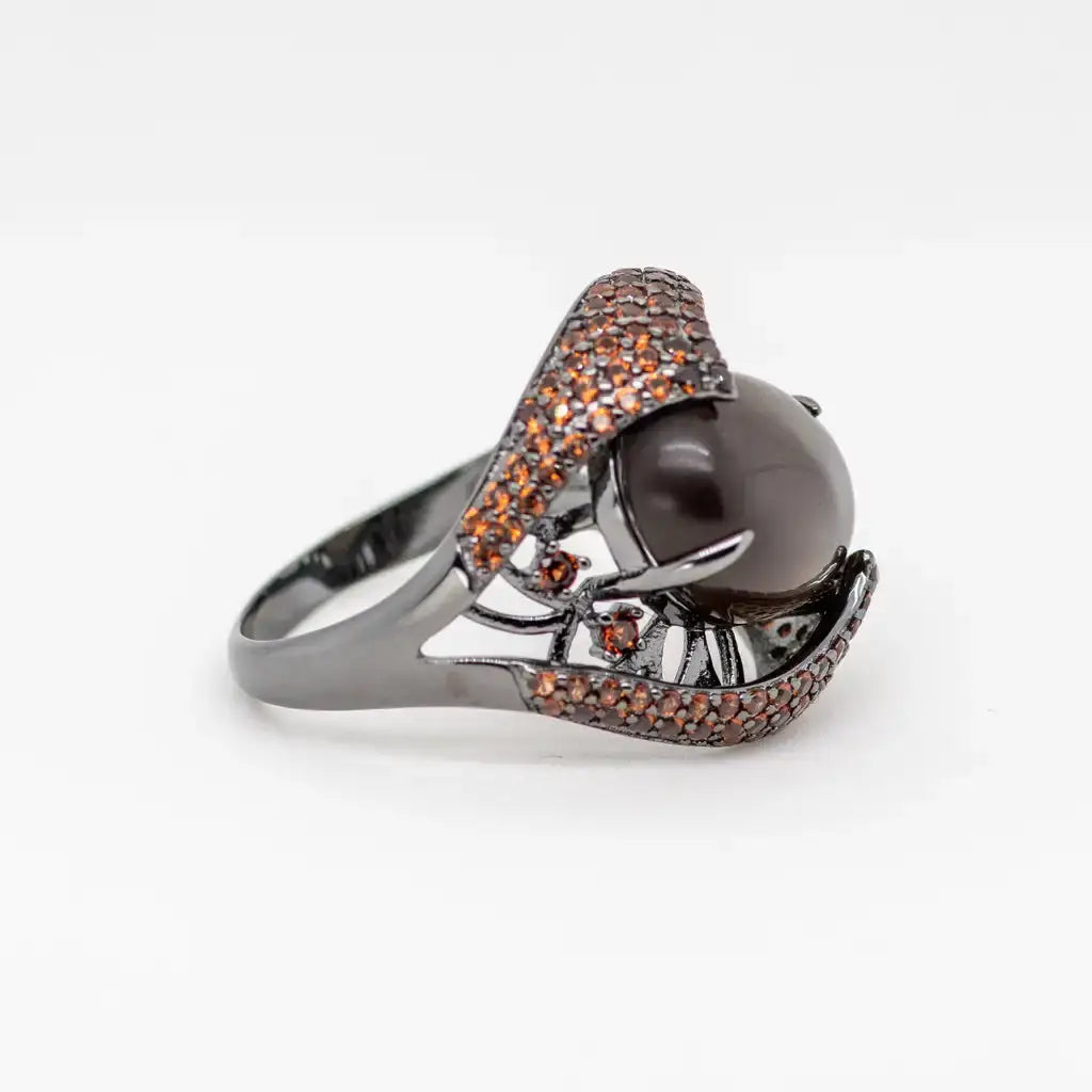 Natural Smoky Quartz Gemstone Cocktail Ring