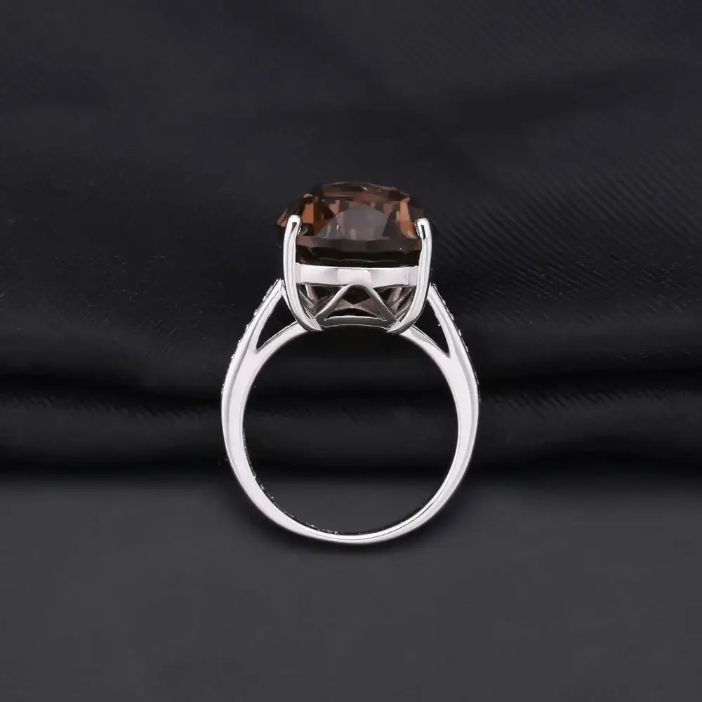 Natural Smoky Quartz Gemstone Cocktail Ring Rings