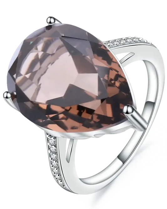 Natural Smoky Quartz Gemstone Cocktail Ring 925 Sterling Silver / Smoky Quartz / United States|5 Rings