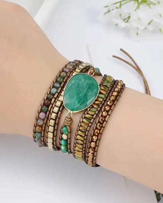 Natural Stone Crystal Bead Wrap Bracelet United States Bracelets