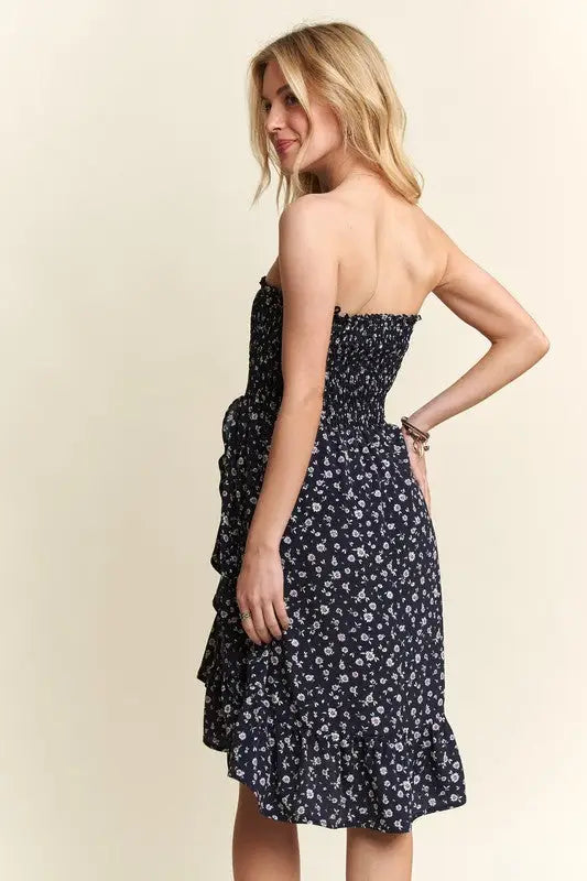Smocked Floral Tube Dress with Pockets - Eclectage