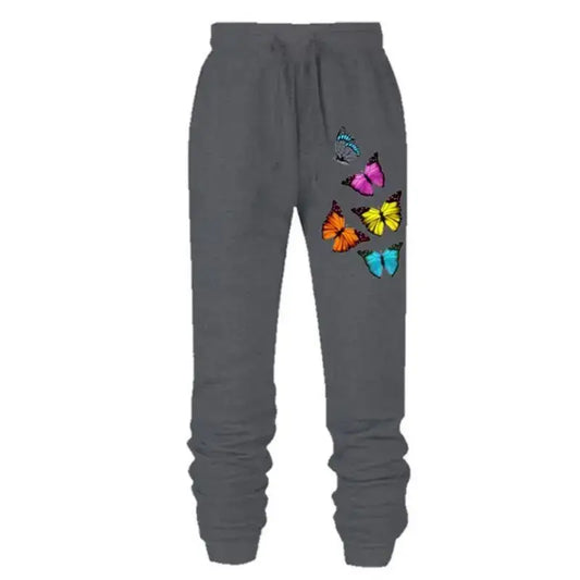 Gray with Butterfly Sweatpants - Eclectage