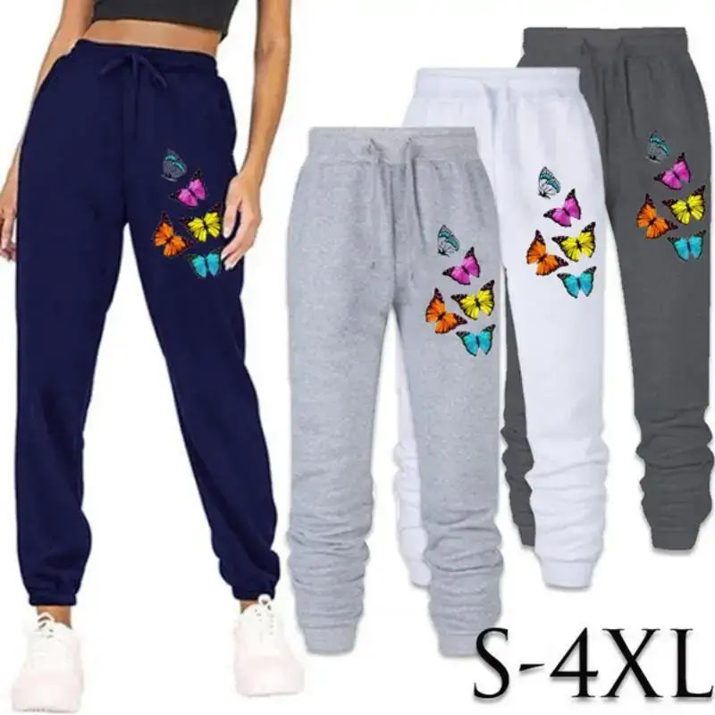 New Butterfly Printed Women’s Sweatpants Running Joggers Trousers Ladies Casual Sportswear Jogging Pants S-4XL