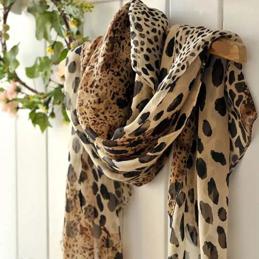 New Noble Fashion Women Long Soft Wrap Lady Shawl Silk Chiffon Scarves Leopard Print Shawl All-match Lady Soft Scarf