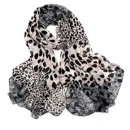 New Noble Fashion Women Long Soft Wrap Lady Shawl Silk Chiffon Scarves Leopard Print Shawl All-match Lady Soft Scarf