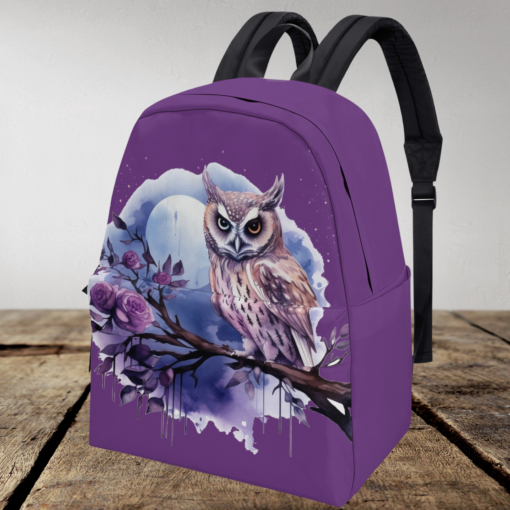 Owl and Moon Canvas Backpack