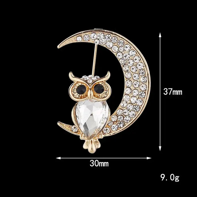 Cute Owl Crystal Brooch Female Retro Cartoon Animal Brooches for Women Luxury Accessories Broches Para Ropa Mujer