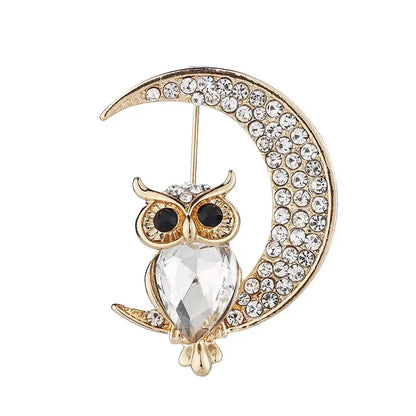 Cute Owl Crystal Brooch Female Retro Cartoon Animal Brooches for Women Luxury Accessories Broches Para Ropa Mujer