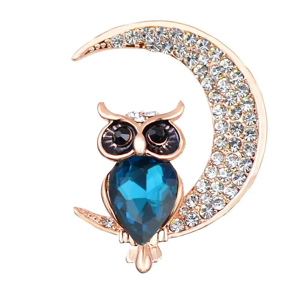 Cute Owl Crystal Brooch Female Retro Cartoon Animal Brooches for Women Luxury Accessories Broches Para Ropa Mujer