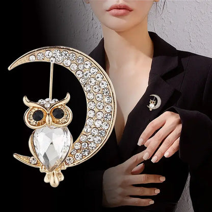 Cute Owl Crystal Brooch Female Retro Cartoon Animal Brooches for Women Luxury Accessories Broches Para Ropa Mujer