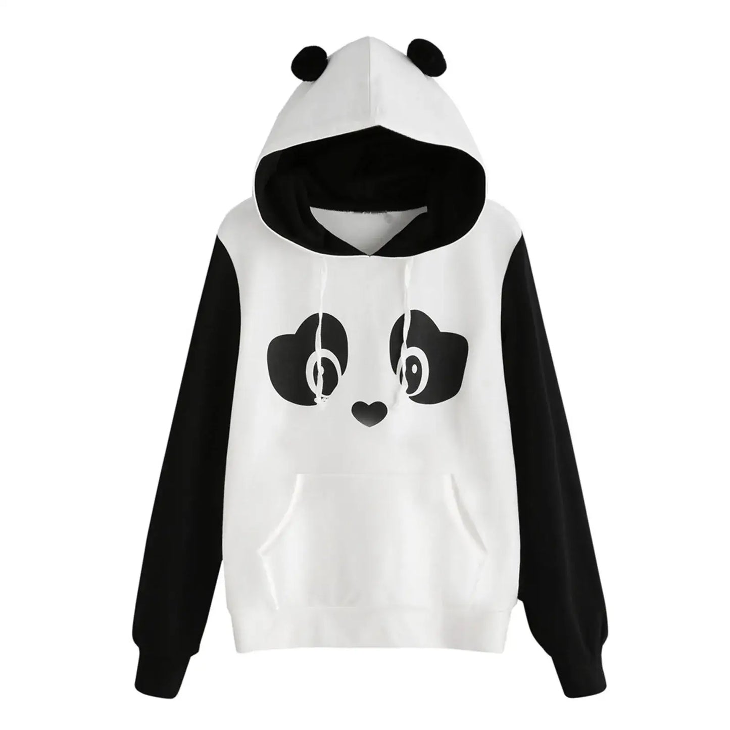 Kawaii Cartoon Panda Student Hoodies Women Cute Bear Ear Panda Warm Hoodie Streetwear Preppy Style Student Sweatshirts