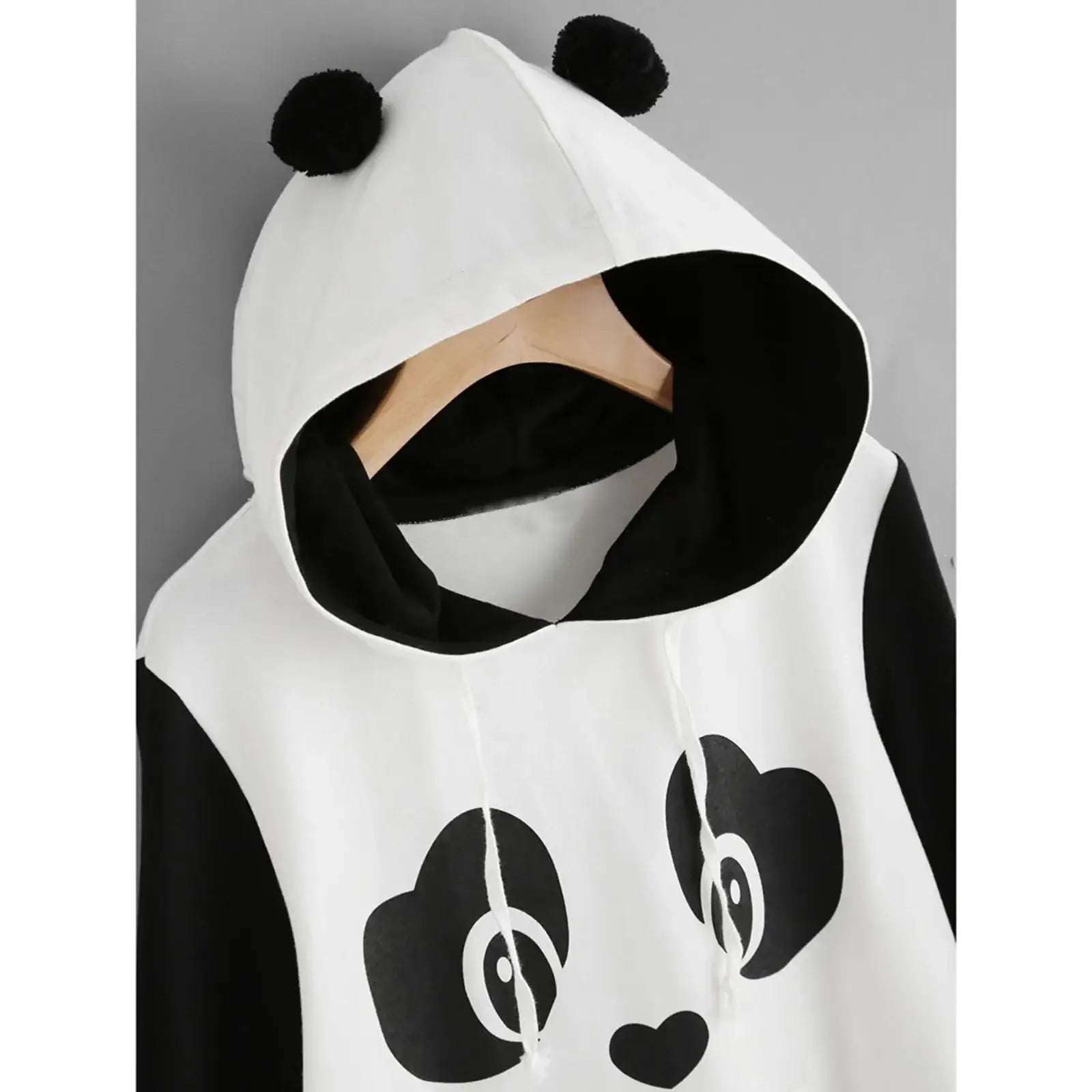 Kawaii Cartoon Panda Student Hoodies Women Cute Bear Ear Panda Warm Hoodie Streetwear Preppy Style Student Sweatshirts