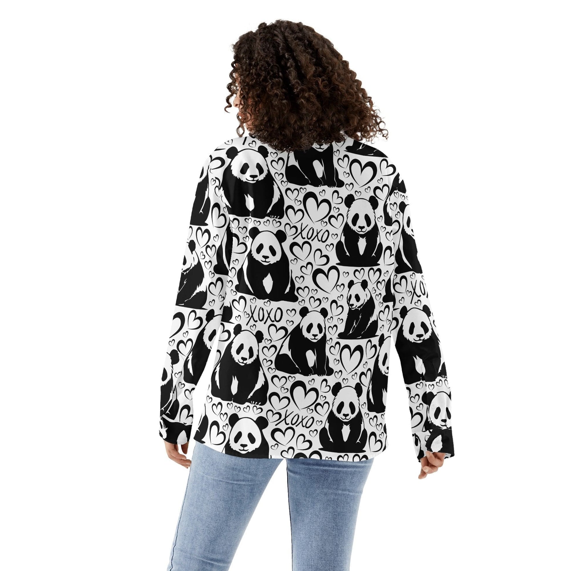 Pandas and Hearts Button Down Shirt