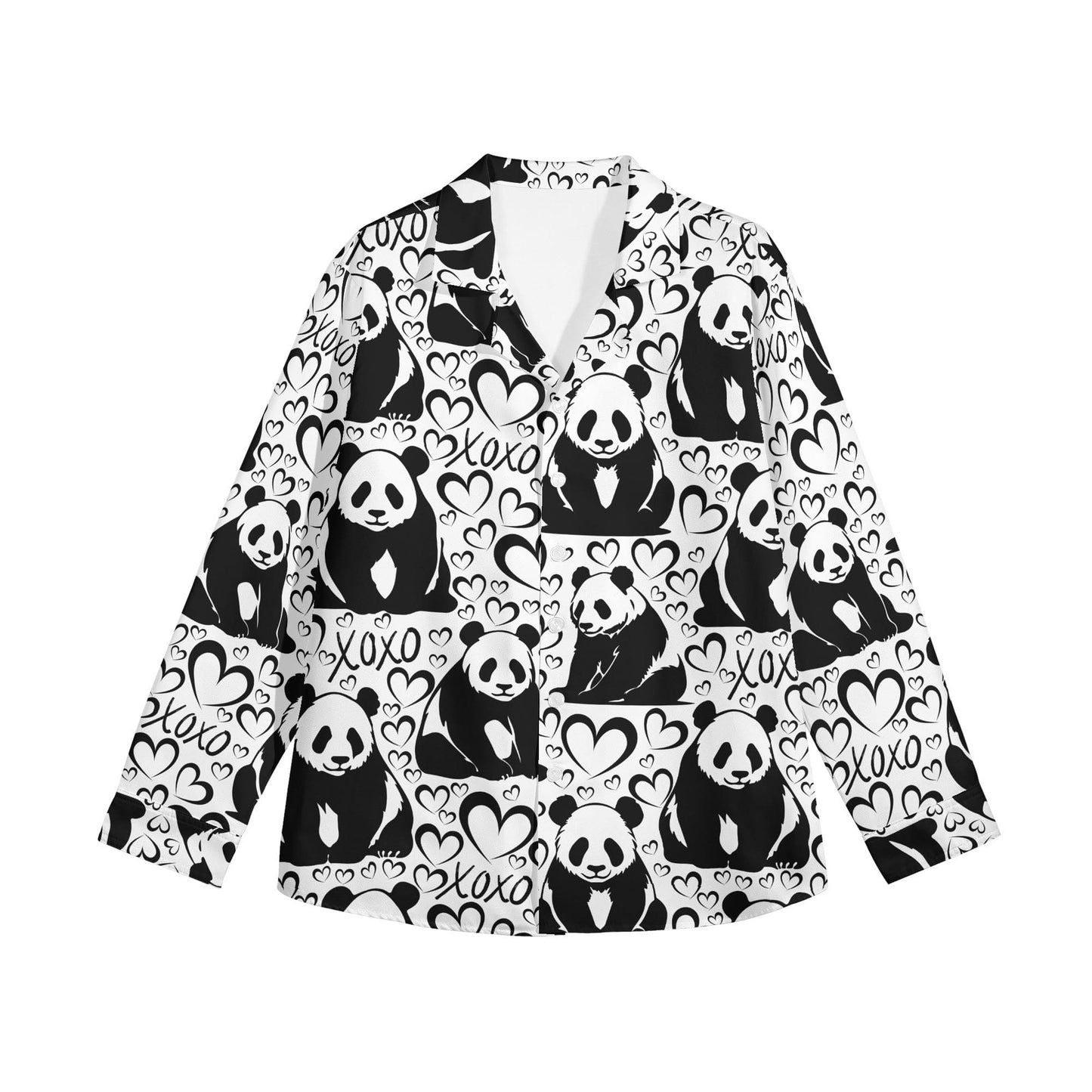 Pandas and Hearts Button Down Shirt