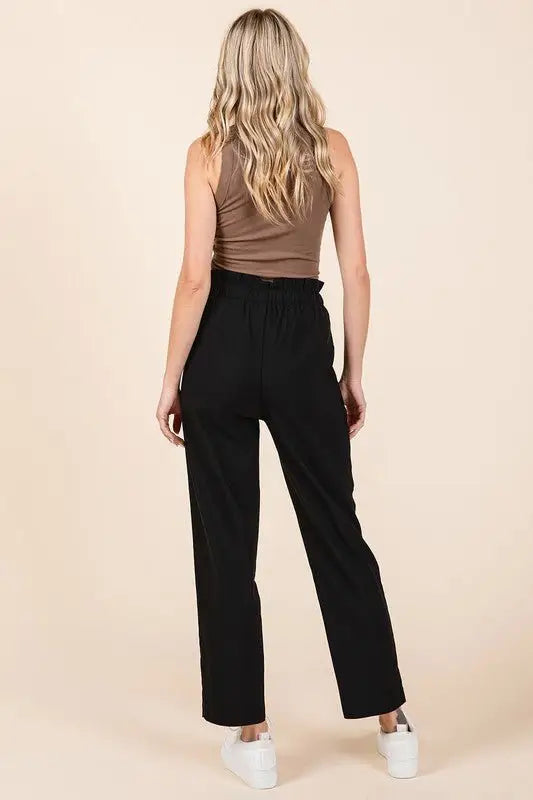 Paperbag Waist Tapered Pants - Pants