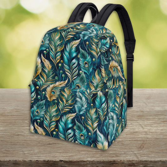 Peacock Feathers Print Canvas Backpack