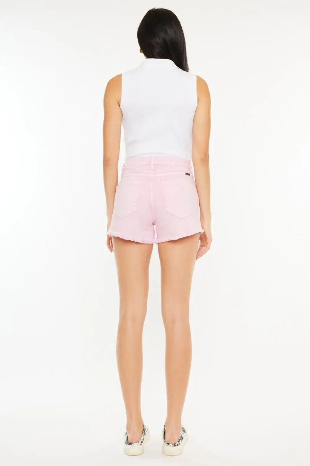 Pink Raw Hem Denim Shorts - Denim Shorts