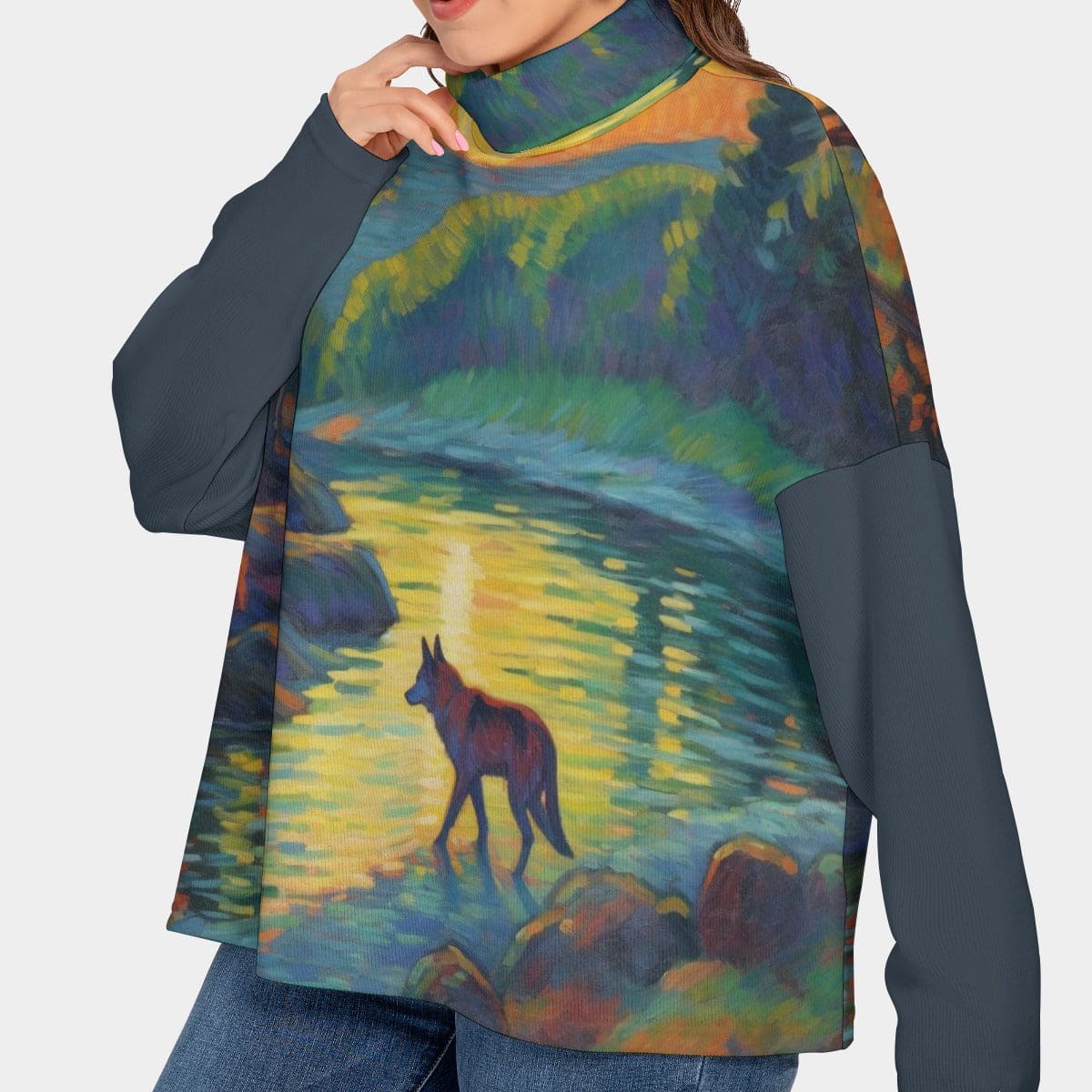 Plus Size Women’s Wolf Landscape Heavy Sweatshirt