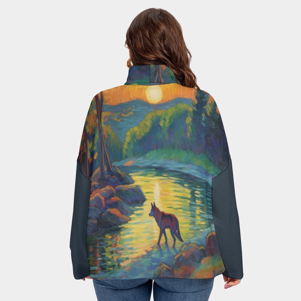 Plus Size Women’s Wolf Landscape Heavy Sweatshirt