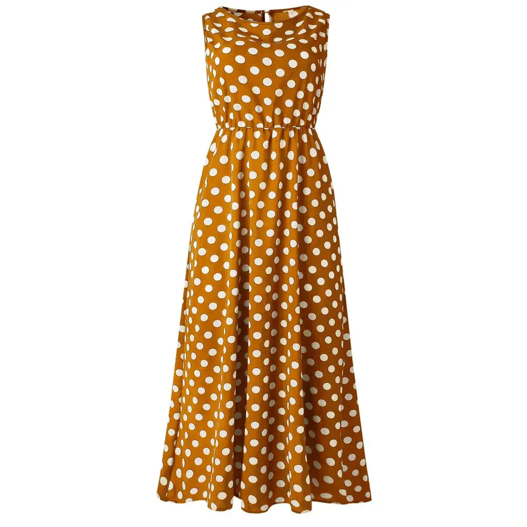 Polka Dot Maxi Sundress Yellow / XL / United States